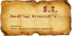 Berényi Krisztián névjegykártya